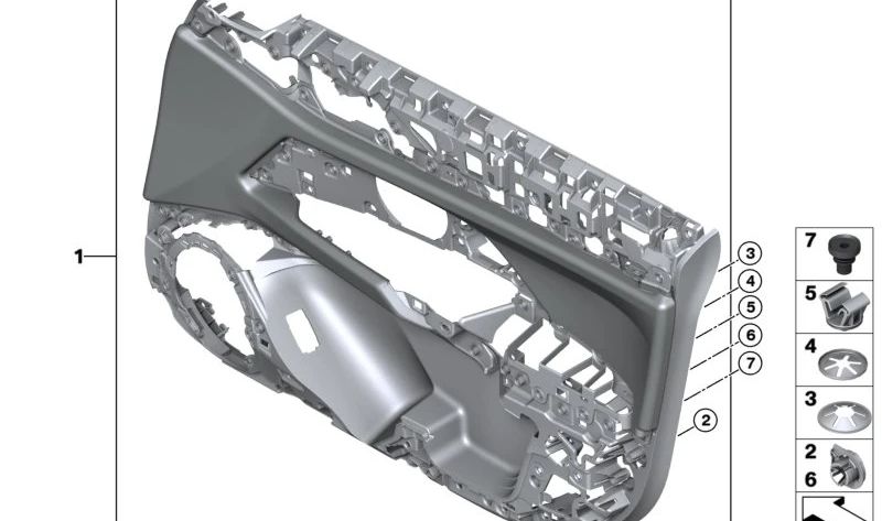 Revestimiento de puerta delantero derecho para BMW G26 (OEM 51415A42236). Original BMW.