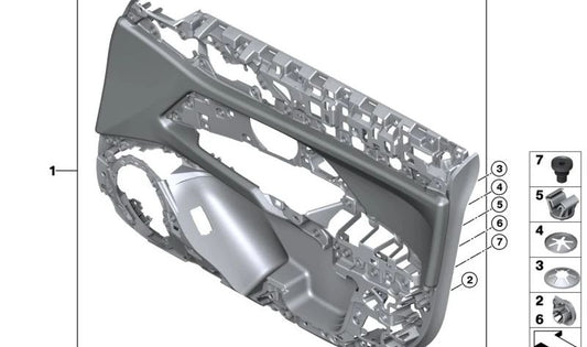 Revestimiento de puerta delantero derecho para BMW G26 (OEM 51415A42236). Original BMW.