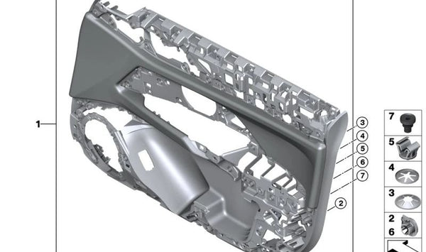 Panel de puerta derecha (delantera) OEM 51415A419E2 para BMW G26 (Gran Coupé). Original BMW.