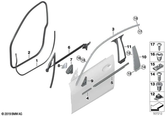 Rechte Innenspiegel-Dreieckabdeckung für BMW F44 (OEM 51339875702). Original BMW.