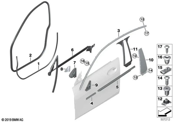 Cubierta del triángulo del espejo interior derecho para BMW F44 (OEM 51339875702). Original BMW.