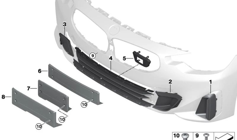 Rejilla Entrada de Aire Central para BMW Serie 2 G42 (OEM 51118497289). Original BMW