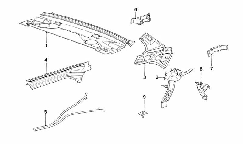 Moldura trasera derecha OEM 41211913754 para BMW E30. Original BMW.