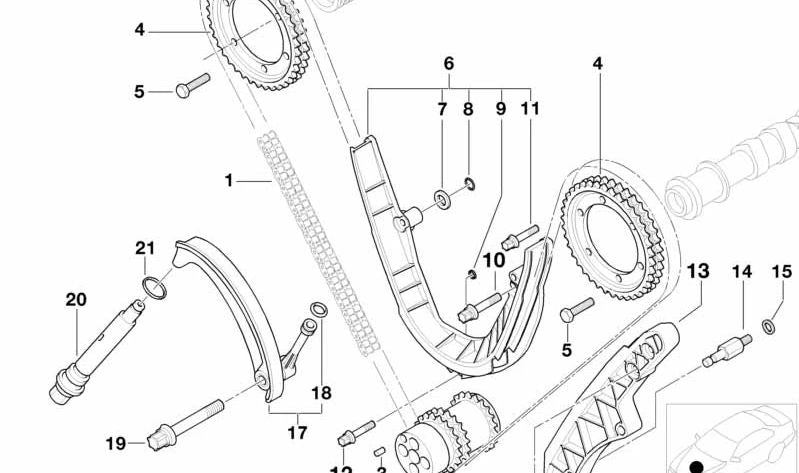 Tornillo de Fijación para BMW Serie 5 E39, Serie 7 E38, X5 E53, Z8 E52 (OEM 11311745409). Original BMW