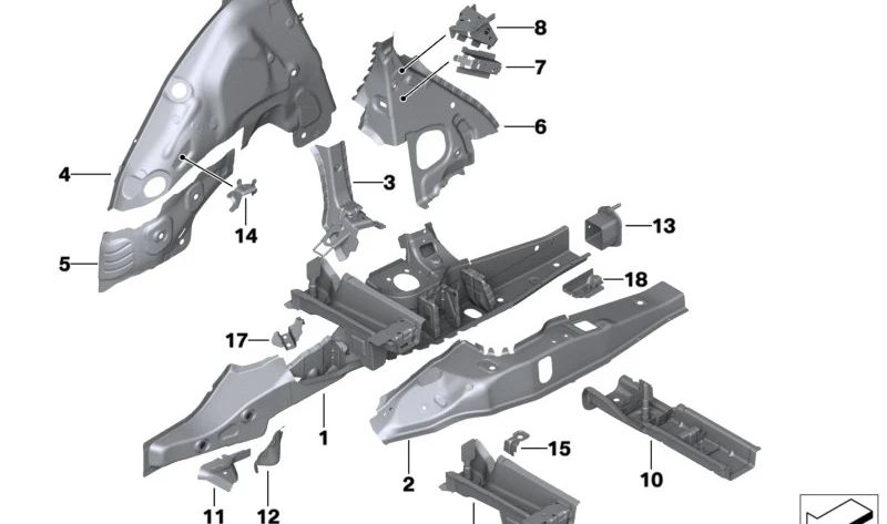 Soporte interior guardabarros derecho OEM 41007493946 para BMW (G01, G08, F97, G02, F98). Pieza original BMW.