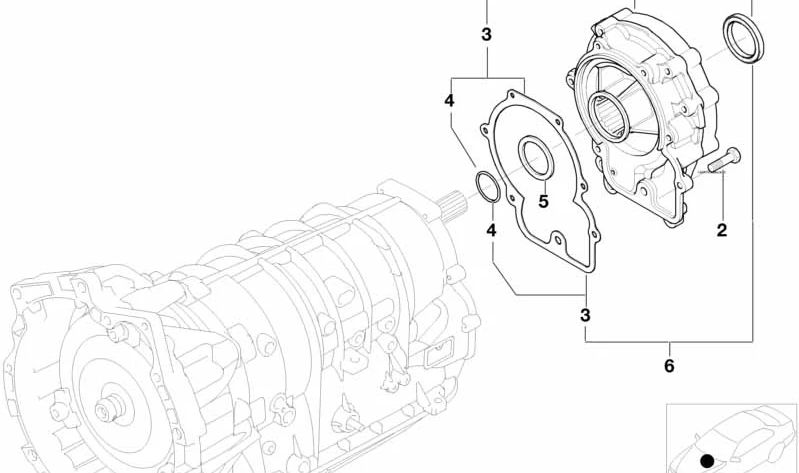 Juego de juntas del eje de salida para BMW E53 (OEM 24117557050). Original BMW