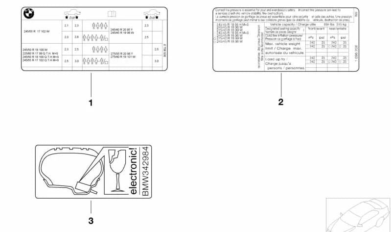 Etiqueta de Advertencia RDC Control de Presión de Neumáticos para BMW E82, E88, E36, E46, E90, E91, E92, E93, E39, E60, E61, F07, F10, E63, E64, E38, E65, E66, F01, F02, F04, E84, E83, E53, E70, E71, E72, E85, E86, E89, E52 y MINI R50, R52, R53, R55, R56,