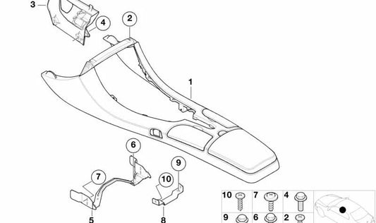 Centre console mounting bracket for BMW E52 (OEM 51168244928). Original BMW.