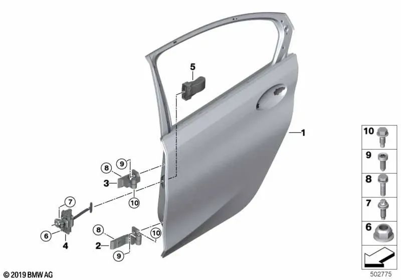 Puerta trasera derecha para BMW G20, G20N, G80 (OEM 41517482278). Original BMW