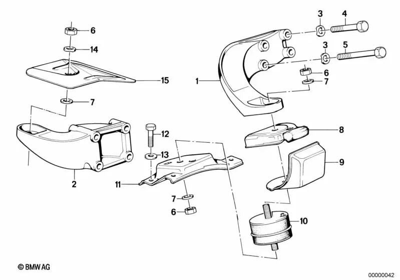 Soporte de Goma para BMW Serie 3 E30 (OEM 11811132324). Original BMW.