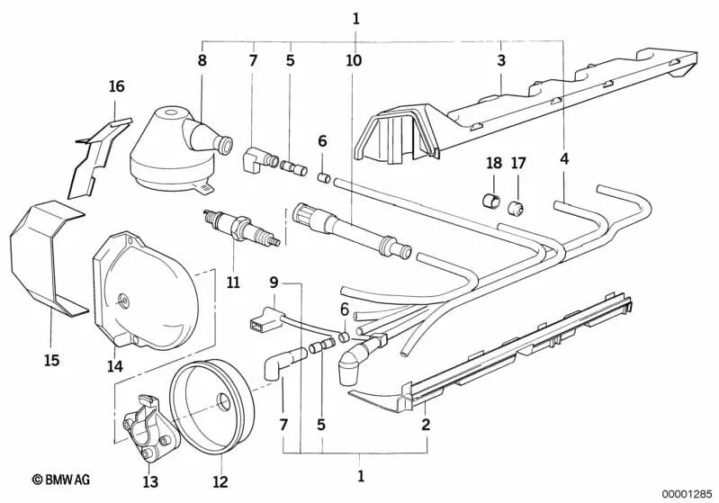 Tubo guía inferior para BMW Serie 3 E30, E36 Serie 5 E34 (OEM 12121727688). Original BMW