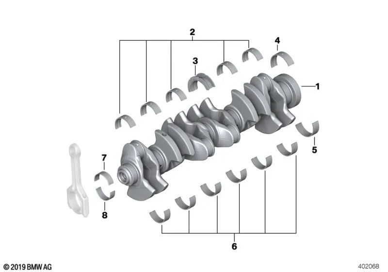 Casquillo de cojinete lila para BMW Serie 2 F87, F87N; Serie 3 F80, F80N; Serie 4 F82, F82N, F83, F83N; X4 F26 (OEM 11217849236). Original BMW