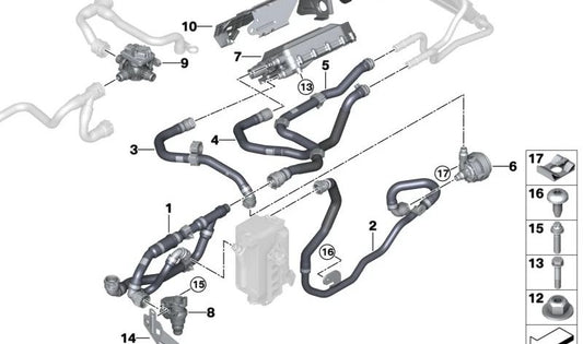 Manguera de retorno de refrigerante OEM 64218835243 para BMW G26 (Serie 4 Gran Coupé). Original BMW