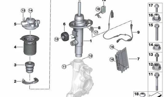 Rechte vordere Shrope mit VDC OEM 37106889314 für BMW G26. Original BMW.