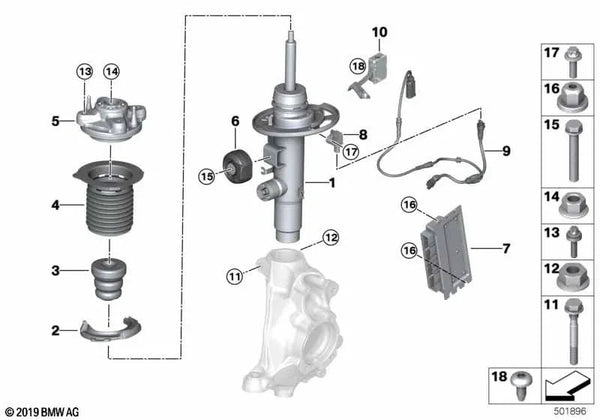 Amortiguador delantero derecho VDC para BMW Serie 4 G23 (OEM 37105A21C82). Original BMW