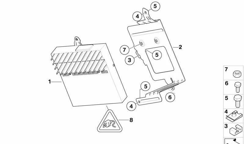 Soporte Amplificador para BMW Serie 1 E81, E87 (OEM 65126927696). Original BMW