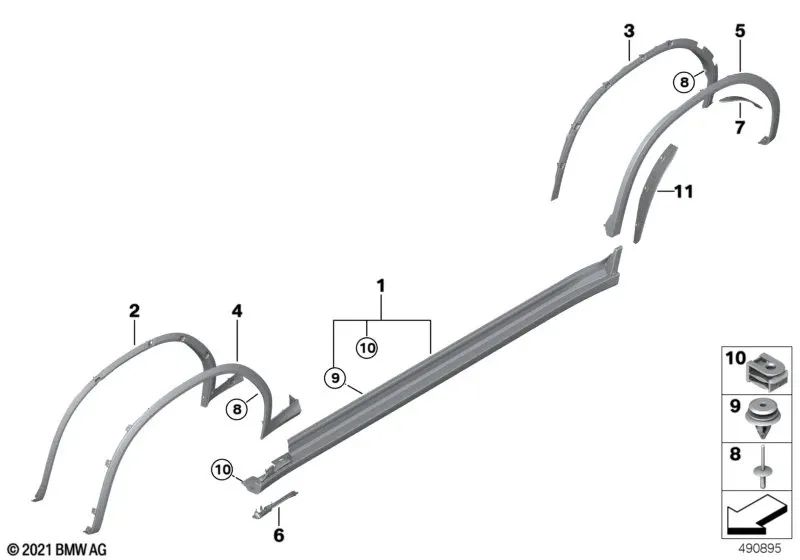 Rear right wheel arch extension for BMW X4 G02, G02N (OEM 51778090926). Original BMW