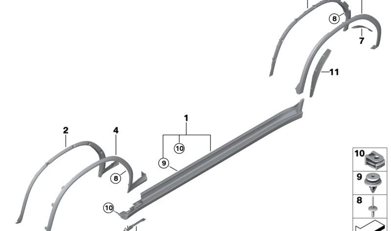 Cubierta del faldón lateral imprimada izquierda para BMW G01, G02 (OEM 51778064809). Original BMW