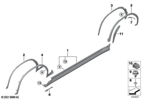 Ampliación del arco de rueda trasero derecho para BMW X4 G02, G02N (OEM 51778090926). Original BMW