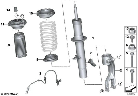 Additional shock absorber with protective tube for BMW G09 (OEM 31305A92849). Original BMW.