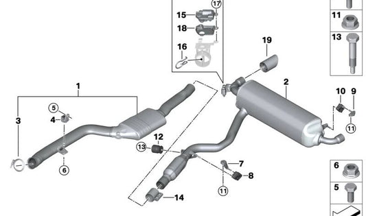 Silenciador traseiro com válvula de escape OEM 18309894280 para BMW G42 (Série 2 Coupé). BMW originais.