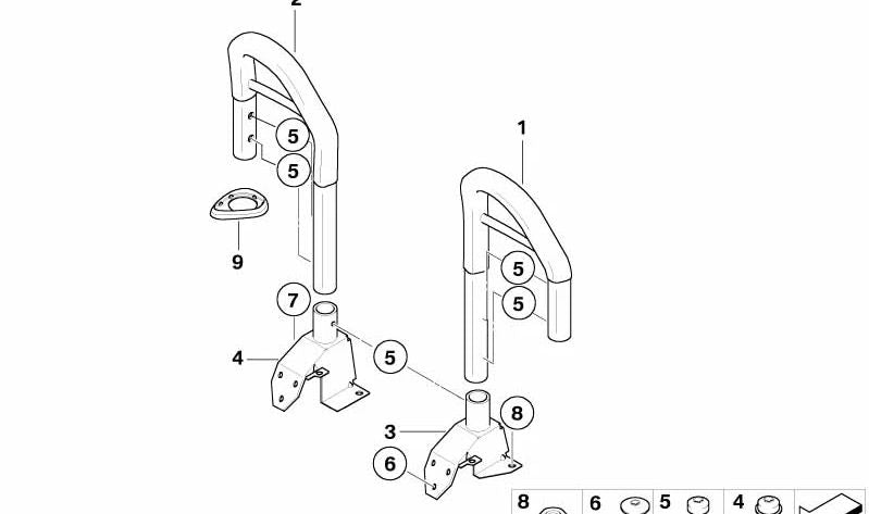 Barra antivuelco izquierda OEM 54618401335 para BMW E36, Z3. Original BMW.