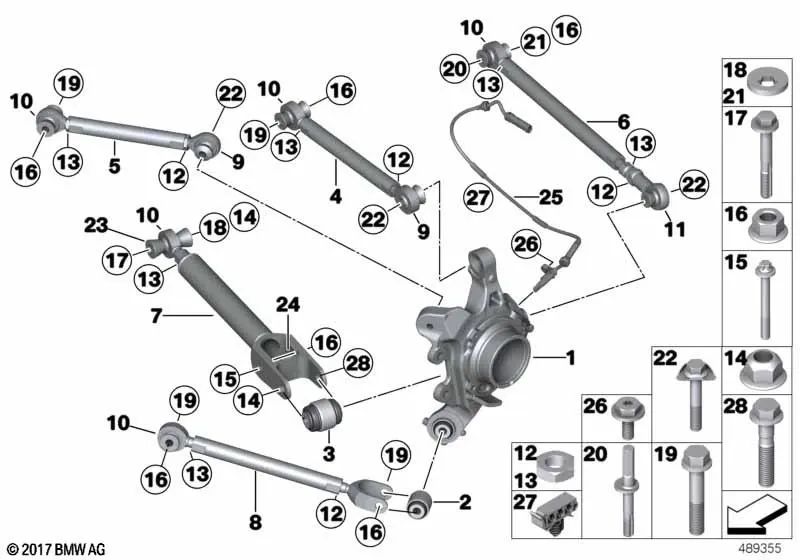 Impulsor DSC trasero para BMW F20, F21, F22, F23, F30, F31, F34, F35, F32, F33, F36 (OEM 34526884421). Original BMW