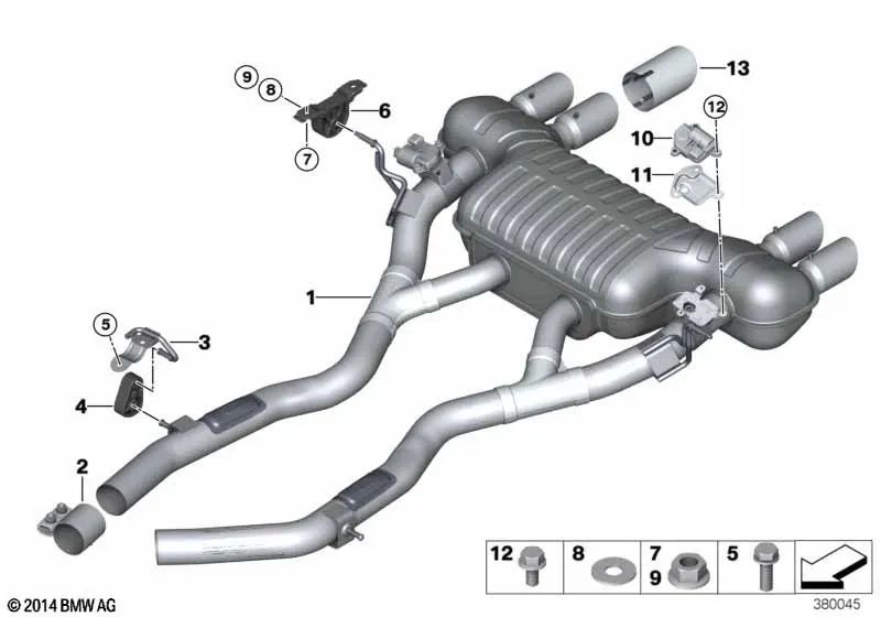 Endschalldämpfer mit Abgasklappe für BMW F80, F82, F83 (OEM 18307854736). Original BMW