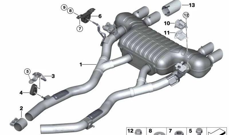 Rear silencer with exhaust valve for BMW F80, F82, F83 (OEM 18307851179). Original BMW