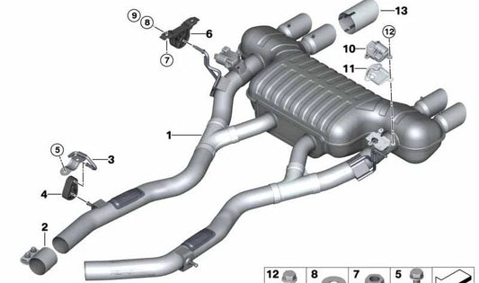 Traseiro silencioso com válvula de escape OEM 18308074086 para BMW F80, F82. BMW original.