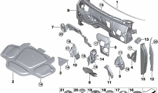 Isolador acústico do passe da roda dianteira direita para BMW X7 G07, G07N (OEM 51487446928). BMW original