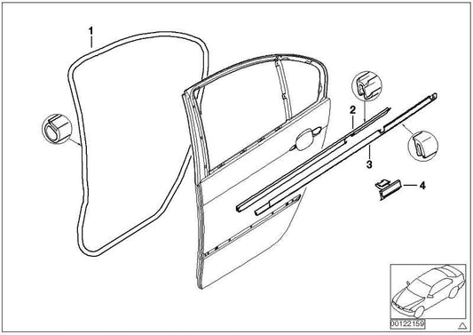 Junta Moldura Tapa De Registro Exterior Ventana Puerta Trasera Para Bmw E46 Serie 3Er . Original