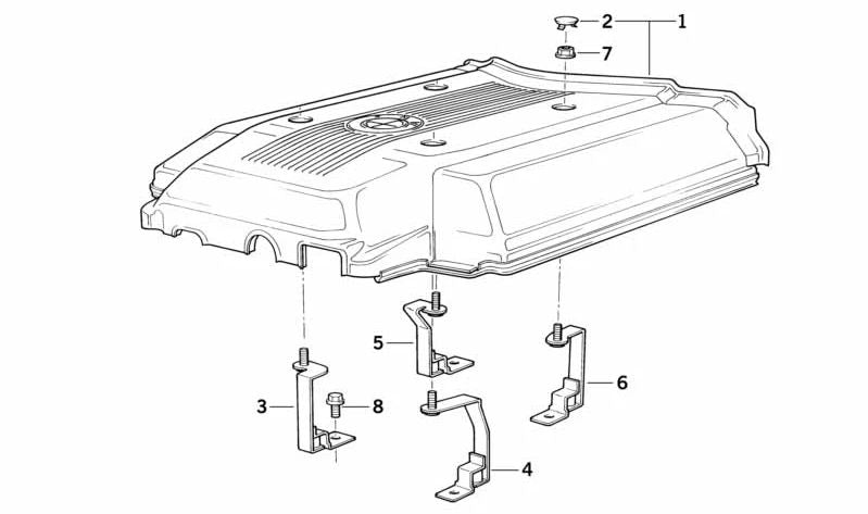 Soporte trasero izquierdo OEM 11611742210 para BMW E38, E52. Original BMW.