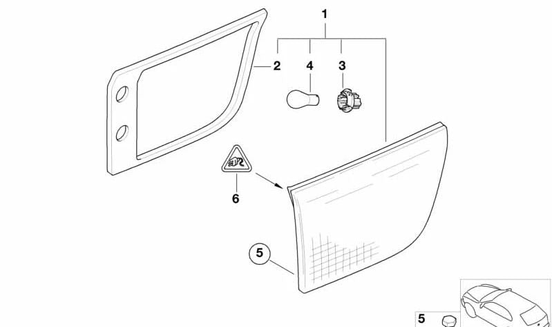 Luz da porta traseira direita OEM 63217164484 para BMW X5 E53. BMW originais.