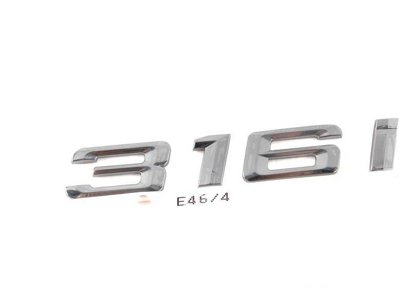 Emblema trasero adhesivo OEM 51148195095 para BMW E46. Original BMW.