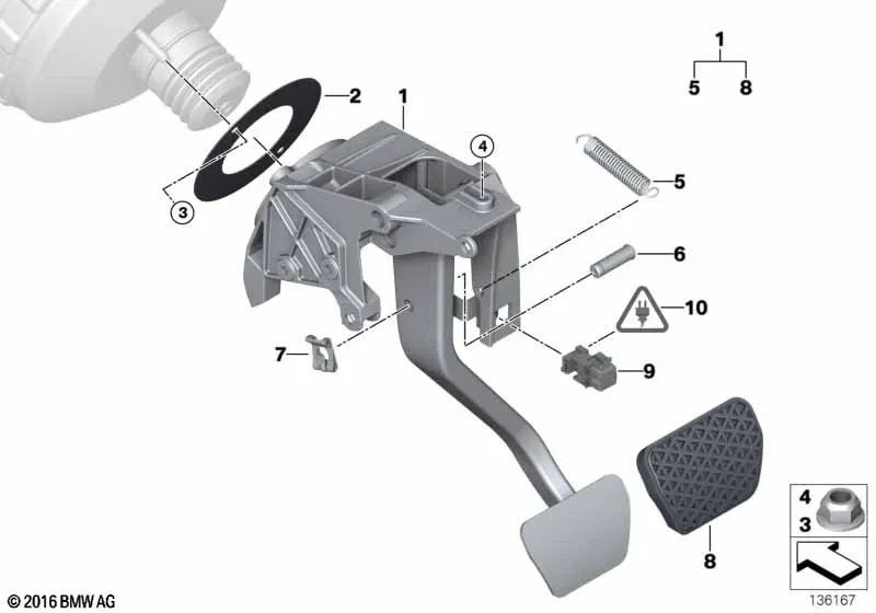 Conjunto completo de pedales para BMW Serie 1 E81, E82, E87, E88, Serie 3 E90, E91, E92, E93, X1 E84 (OEM 35006865302). Original BMW