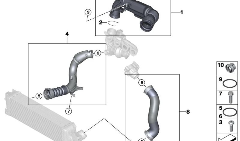 Tubo de admisión de aire OEM 11618511338 para BMW F40, F44, F45, F46, F48, F39. Original BMW.