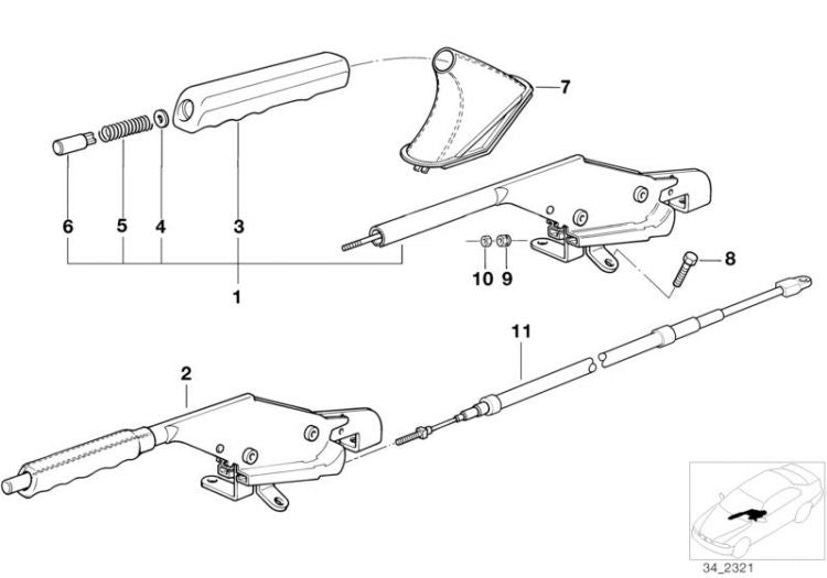 Palanca Freno Mano De Cuero Walk-Napp Negro Para Bmw E36 Y Z3. Original Recambios