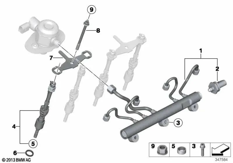 Injector for BMW F07, F10, F11, F06, F12, F13, F01N, F02N, F15, F85, F16, F86 (OEM 13647599876). Genuine BMW