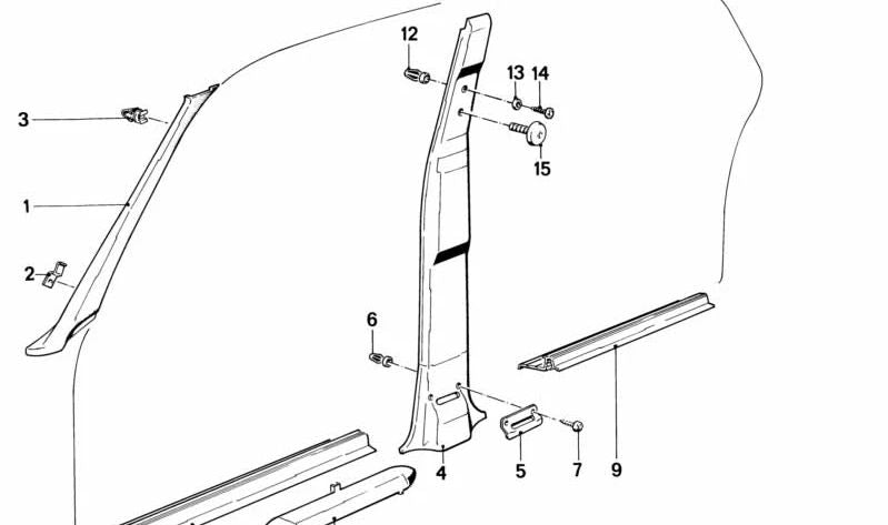 Cubierta interior lateral izquierda OEM 51711880547 para BMW E28, E24. Original BMW.