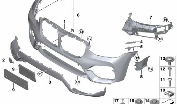 Paragolpes delantero imprimado OEM 51117484781 para BMW G01 (X3). Original BMW.