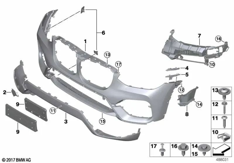 Soporte de matrícula delantero para BMW G01 (OEM 51117399967). Original BMW