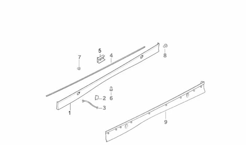 Listón lateral derecho imprimado para BMW Serie 3 E36 (OEM 51718190708). Original BMW