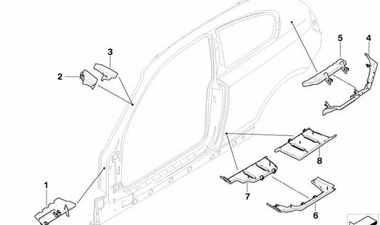 Pieza de forma C pilar interior derecho para BMW E81, E87 (OEM 41217062236). Original BMW