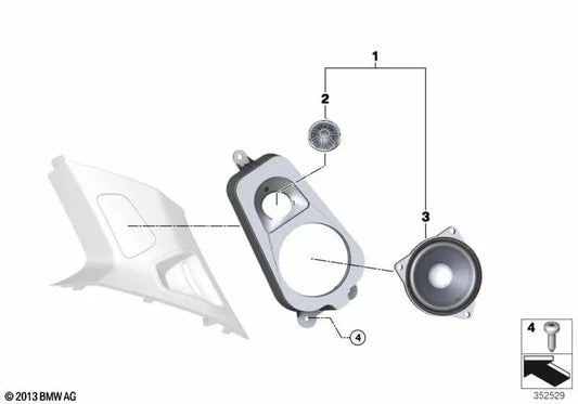 Soporte de altavoz pilar D para BMW X6 E71, E72, F16, F86 (OEM 65139211048). Original BMW