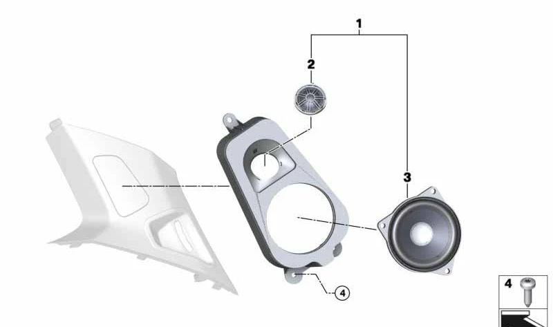 Altavoz de Agudos para sistema de sonido HiFi OEM 65139141501 para BMW F07, F01, F02, F04, E70, E71, E72, F16, F86, E89. Original BMW.