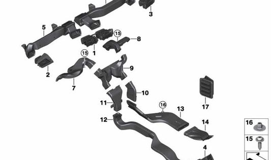 Rejilla de ventilación del compartimento trasero para BMW F45, F46 (OEM 64229263411). Original BMW