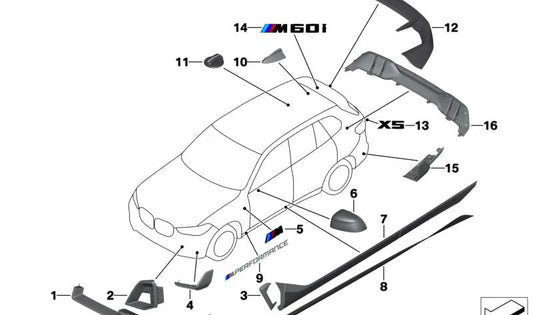 Carbon-Bremslufteinlassabdeckung für BMW X5 G05N (OEM 51115A3E056). Original BMW