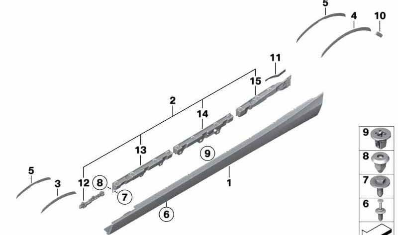 Moldura lateral derecha (imprimada) OEM 51778056818 para BMW F21, F22, F23. Original BMW.