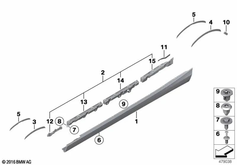 Juego de Listones de Sujeción Derecho para BMW Serie 1 F20, F20N (OEM 51777293556). Original BMW